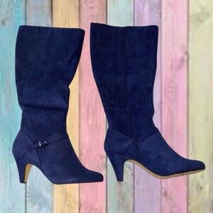 Bella Vita Navy Blue Sasha Wide Calf Tall Boots NEW